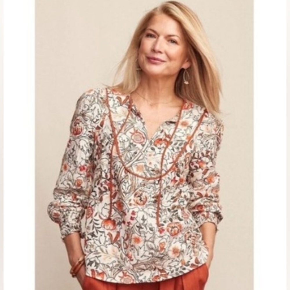 New Matilda Jane Heart to Heart Peasant Meadow Brook Floral Blouse L Cottagecore